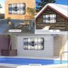 Nautical Anchor Outdoor TV Cover 30-32 Inch Waterproof & Weatherproof with Roll Up Front Flat, Retro Farmhouse Wooden Striped Outside Zipper TV Screen Protector Enclosure Remote Control Pocket view 4