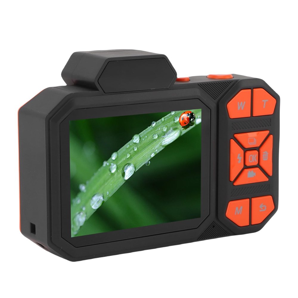Dpofirs 4K 64MP Vlogging Camera with Autofocus & Webcam2.88" HD Screen & LED Flash18x Zoom 2500mAh 90Min Recording for TikTok (Orange)