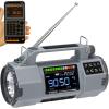 ZHIWHIS Emergency Radio with Bluetooth, Multi-Function Portable Radios with LCD VA Display, FM/MW/SW/VHF/WB Receiver with Alerts, Hand Crank/Solar/USB Charging, 5000mAh for Emergencies ZWS-908(Grey) view 1