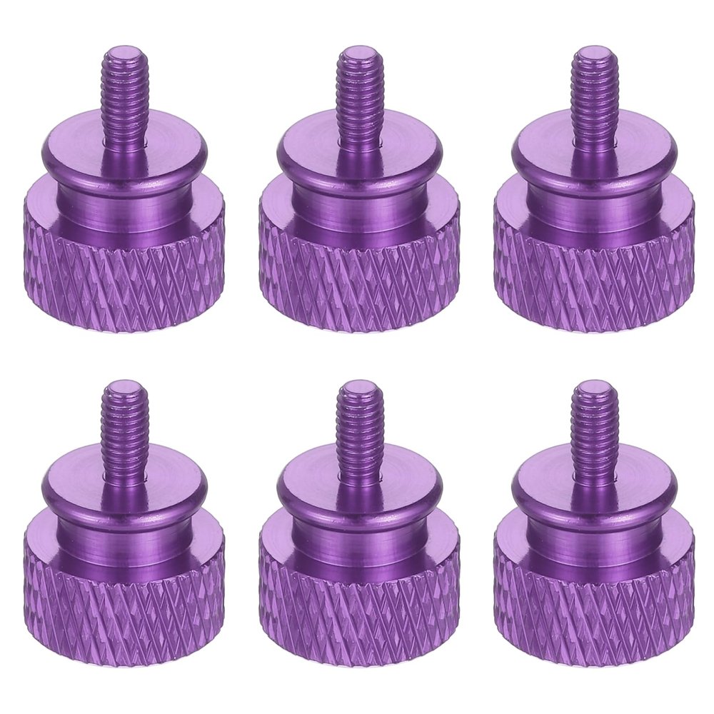 MECCANIXITY 6Pcs M3x6 Aluminum Thumb Screws, 12x16mm(ODxH) Computer Case Thumb Screws for PC Side Panel Motherboard Mounting Screw, Purple