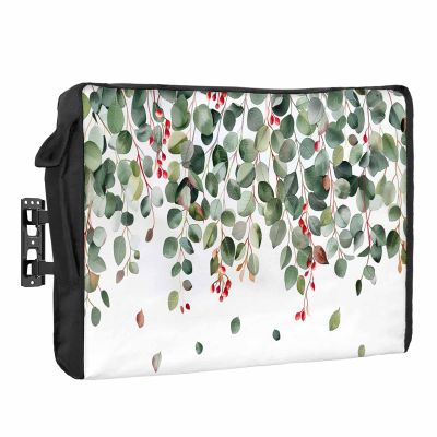 Big buy store Outdoor TV Cover 85 Inch Sage Green Leaves TV Enclosure Watercolor Fruit Branch Plant TV Covers for Outside TV Display Screen Protector with Remote Control Pocket Home Decor