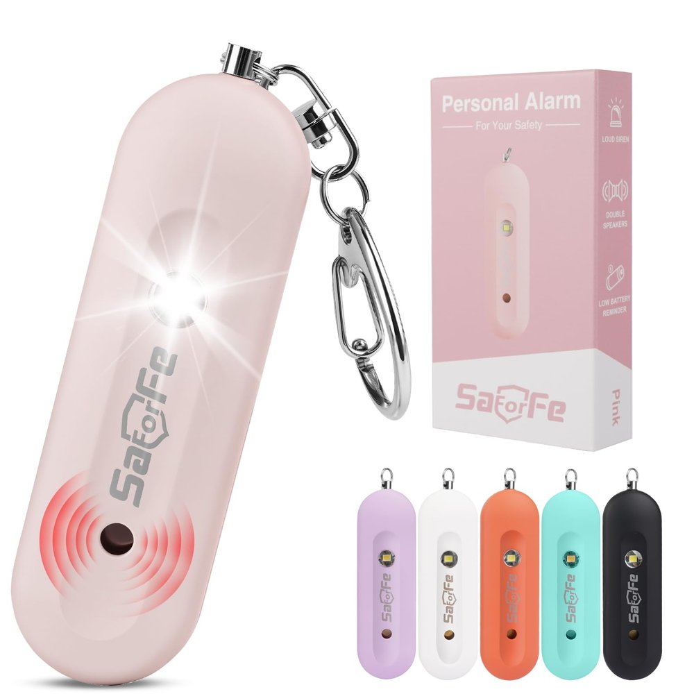 Rechargeable Personal Safety Alarm for Women - 140dB Self-Defense Security Alarm Keychain with Strobe Light, Emergency Security Alert Devices for Women Girls Kids Elderly(Pink)