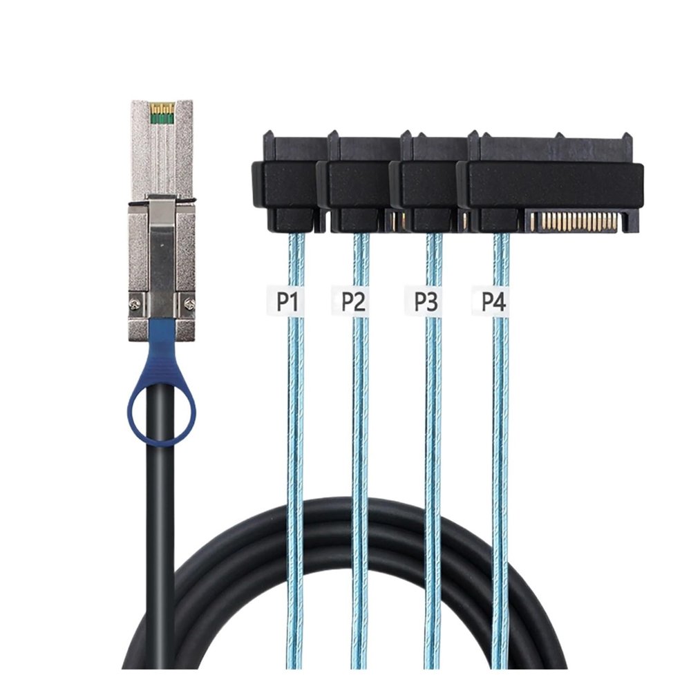0.5M MI NI S*A*S HD SFF-8088 26P Male to 4X S*A*S SFF-8482 with 15P SATA Male 2 in 1 Data Server Cable Adapter