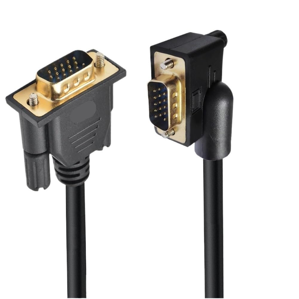 bodateng 90 Degree Angled 3+6 Cable HD 15Pin Male to Male Female Extension Cable for PC TV Computer Projector 50cm1.5m 300cm(1.5m,VGA M-M Left)