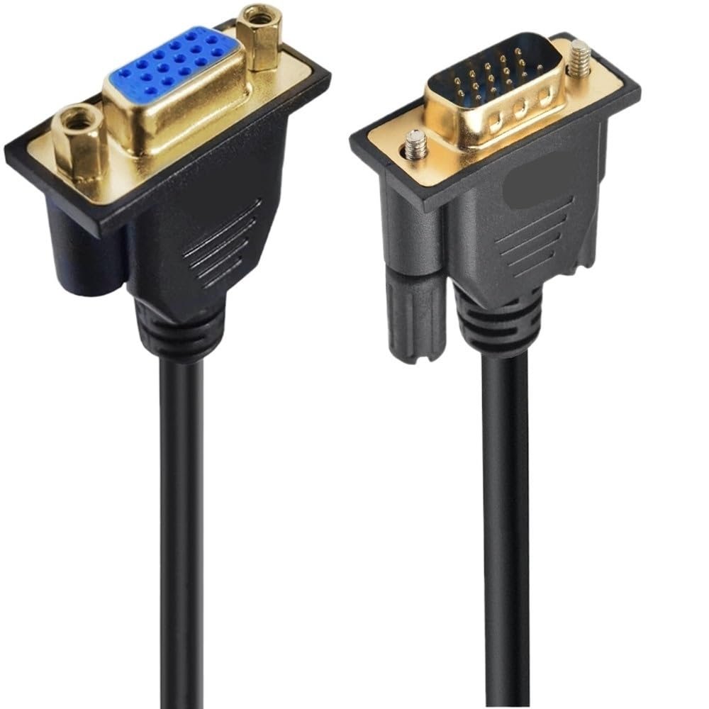 bodateng 90 Degree Angled 3+6 Cable HD 15Pin Male to Male Female Extension Cable for PC TV Computer Projector 50cm1.5m 300cm(0.5m,VGA M-F)