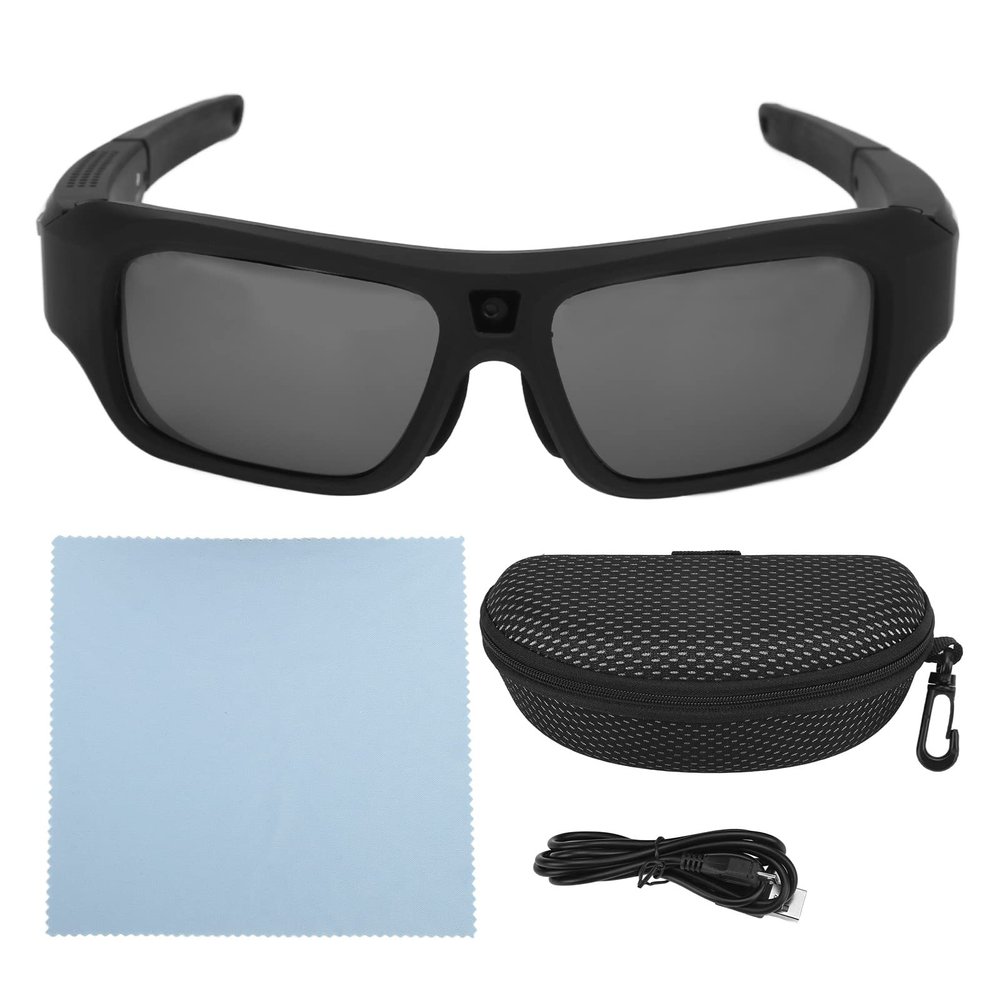 Depisuta Camera Glasses, 90 Angle 4K Full HD Smart Glasses Protective Polarized Lenses Video Recording Sunglasses, Wearable Eyeglass for Cycling Sports, Traveling, Driving