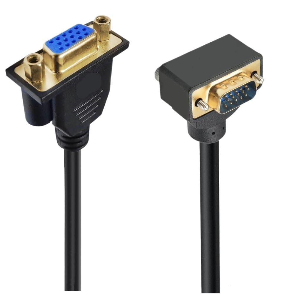 bodateng 90 Degree Angled 3+6 Cable HD 15Pin Male to Male Female Extension Cable for PC TV Computer Projector 50cm1.5m 300cm(0.5m,VGA M-F Up)