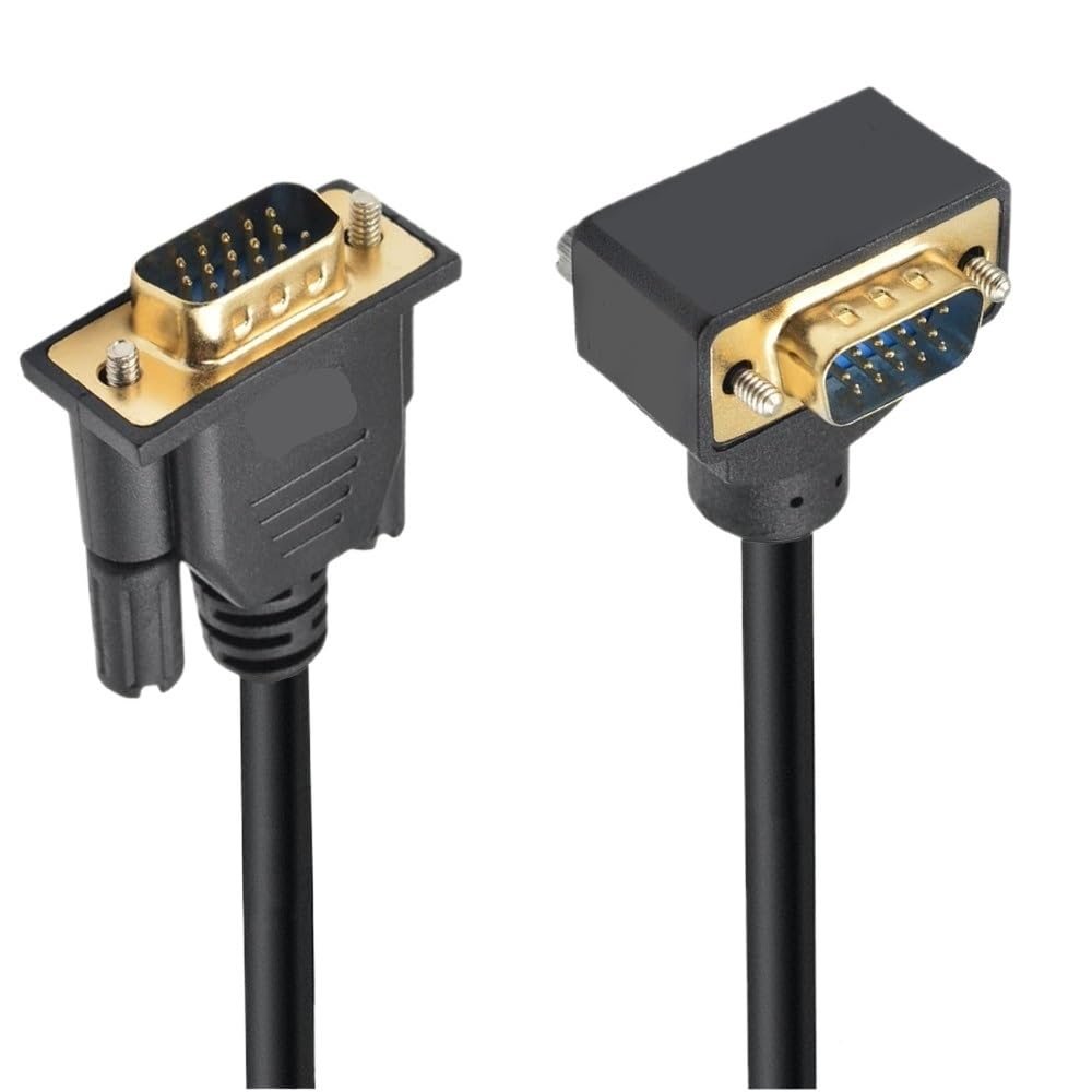 bodateng 90 Degree Angled 3+6 Cable HD 15Pin Male to Male Female Extension Cable for PC TV Computer Projector 50cm1.5m 300cm(3m,VGA M-M Down)