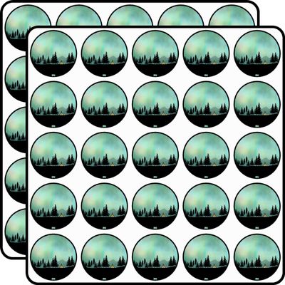 Aurora Borealis Scrapbook Stickers Vinyl Decals 1" Size 50-Pack for Journals, Cards, Crafts
