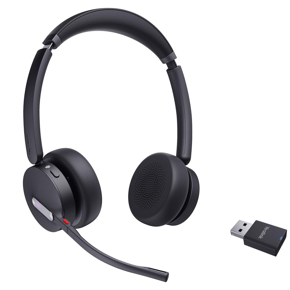 Yealink WH64 Hybrid with DECT Dongle, 492ft Range, 32 Talk Time Bluetooth Headset for Teams, Zoom Skype UC, 3X Mic Noise Cancelling, Headset PC Phone (Renewed)