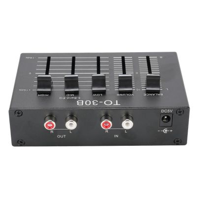 LICAEVEY Mini Phono Turntable Preamp, EQ 2 Channel Digital Sound Equalizer, 3 Band 12dB Tone Adjustment Balanced Volume Control 5V Adapter for Record Player