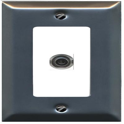 RiteAV 1 Port 3.5mm Audio Jack Wall Plate Connector Faceplate - 1 Gang Decorative [Stainless/White]