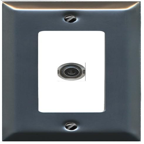 RiteAV 1 Port 3.5mm Audio Jack Wall Plate Connector Faceplate - 1 Gang Decorative [Stainless/White]