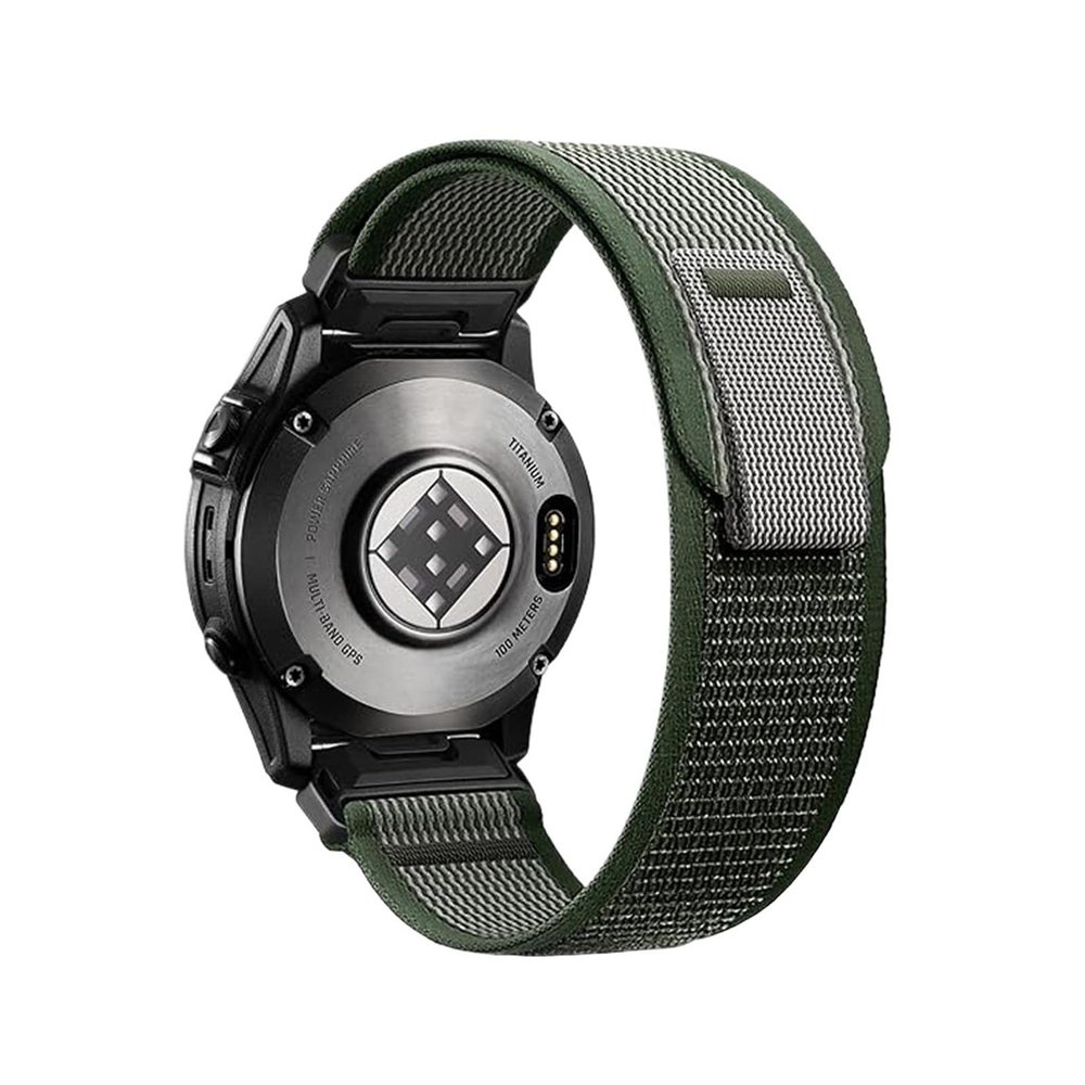 22 26mm QuickFit Nylon woven Band For Garmin Fenix 8 47/51mm 7 7X 6 6X Pro 5X Plus Enduro 3 Breathable sports strap(Army green,22mm(7/6/5))