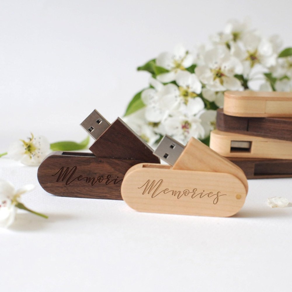 Custom USB Flash Drive - 50 PCS Personalized Wooden Thumb Drive - USB 2.0 Plug & Play for Corporate Gifts & Promotions, Custom Logo/Art, Bulk Packaging Options (128 MB,Without Box)