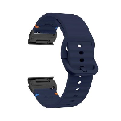 26mm 22mm QuickFit Silicone Strap For Garmin Fenix 8 47mm 51mm E 7 7X 6X Pro 5X Plus Epix Pro Gen 2/Enduro 3 Bracelet(Dark blue black,26mm)