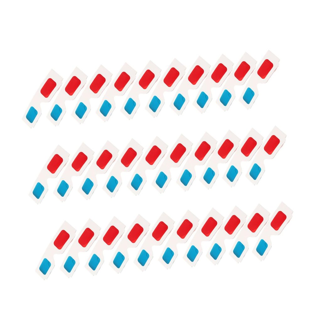 WRITWAA 30pcs Cardboard with Lenses for Movies Games Lightweight Anaglyph for Adults Portable Fun