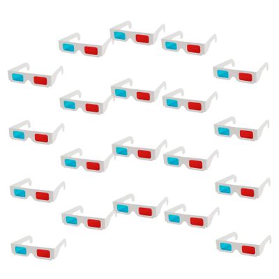CALLARON 20 Pcs Red/Cyan 3D with White Frame Foldable Anaglyph Glasses for Movies, Gaming & Theater, Disposable 3D for Computer, TV & Group Events