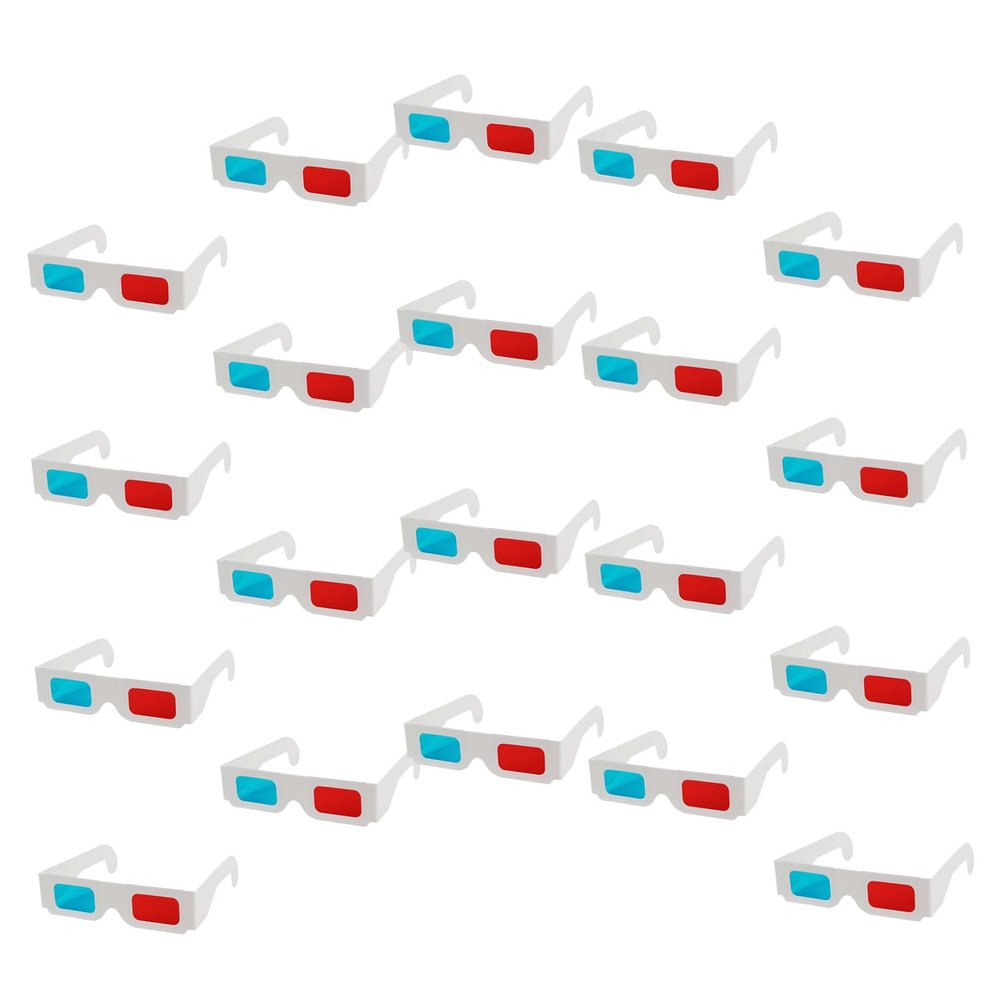 CALLARON 20 Pcs Red/Cyan 3D with White Frame Foldable Anaglyph Glasses for Movies, Gaming & Theater, Disposable 3D for Computer, TV & Group Events