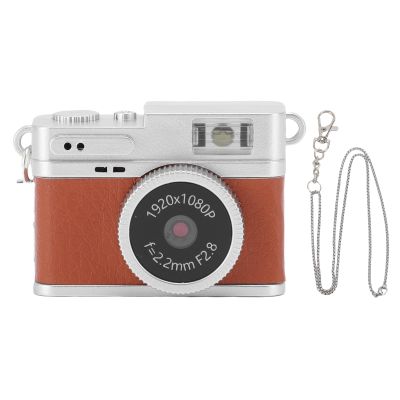 Dpofirs Mini Keychain Camera, 1080p Small Retro Camera for Photo Video Travel Vlog, Built in 4 Filters, 0.96" HD Screen, 128GB Expandable (Brown)