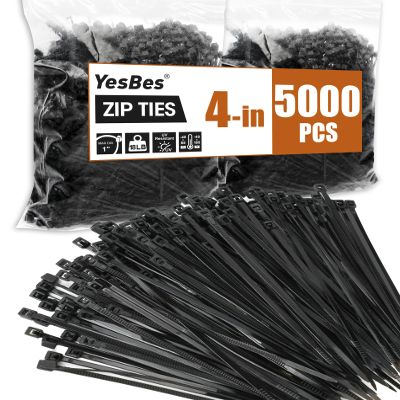 5000 PCS Zip Ties 4 Inch, Small Cable Ties with 18lbs Tensile Strength, Black Zip Ties for Indoor and Outdoor Use, Wire Ties, Black