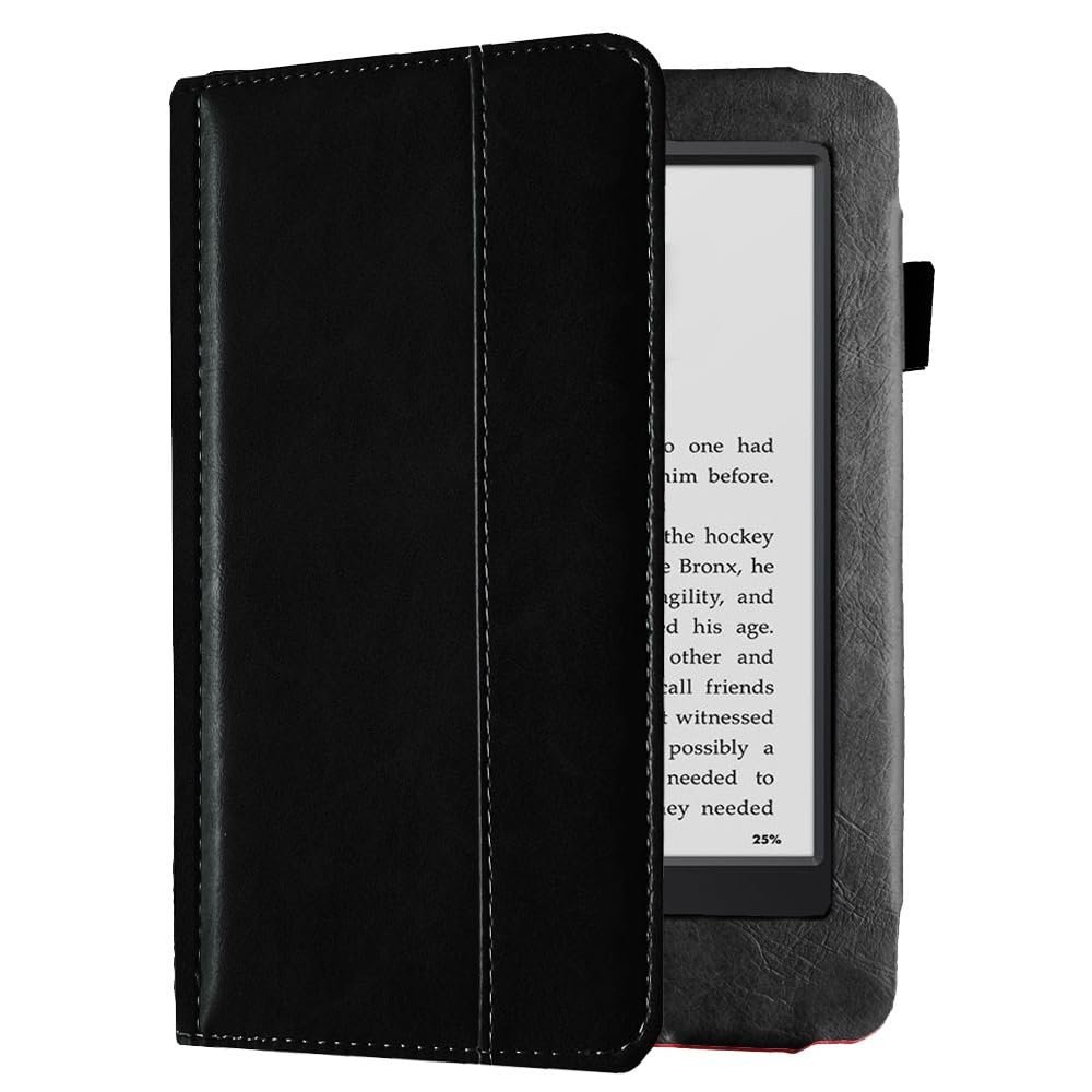 RONYDCI Case Compatible with Kindle 7th Generation Case 2014 Ebook Leather Cover WP63GW Protective Skin with Magnetic Closured Sleep(Black)
