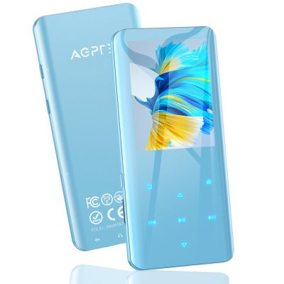 AGPTEK 64GB MP3 Player with Bluetooth 5.3, A19PL 2.4" Curved Screen Portable Music Player with Speaker Lossless Sound with FM Radio, Voice Recorder, Supports up to 128GB, Blue