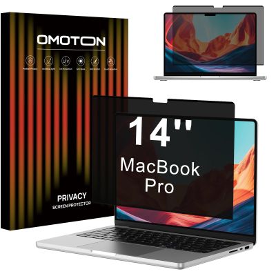 OMOTON Magnetic Privacy Screen for MacBook Pro 14 Inch (2021-2025, M1-M5, Pro, Max), Anti-Spy Filter, Matte Anti Glare Blue Light Protector, Easy Install & Remove