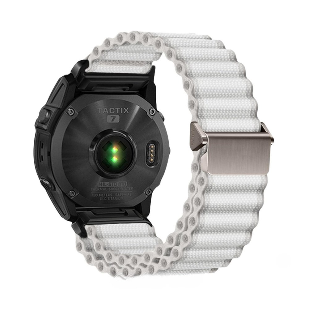 26mm 22mm 20mm Ocean Quick Release Nylon Strap For Garmin Fenix E 8 7 47 51mm 5 5xplus 6XPro 7XPro Tactix7 Wristband Accessories(White S,22MM)