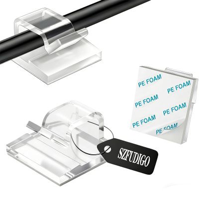 SZFUDIGO Cable Clips50PCS Electrical Cord Management Adhesive Cable Wire Clip Wire Clips wallUsed for Cars, Offices, and Homes Cable Clips Cord Organizer (Transparent)