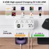 6 USB(2 USB C) Travel Power Strip- Flat Plug Extension Cord 3 Feet with 4.8A 24W USB Charging Station and 4 Outlets, 3 FT Short Extension Cord Portable for Travel Cruise Office College Dorm view 2