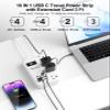 6 USB(2 USB C) Travel Power Strip- Flat Plug Extension Cord 3 Feet with 4.8A 24W USB Charging Station and 4 Outlets, 3 FT Short Extension Cord Portable for Travel Cruise Office College Dorm view 4