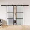 (2 Pack) 36  84 in. Metal and Frost Glass Sliding Barn Door with Installation Hardware Kit (Soft-Close Included) view 2