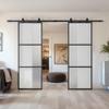 (2 Pack) 30  84 in. Metal and Frost Glass Sliding Barn Door with Installation Hardware Kit (Soft-Close Included) view 1