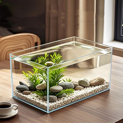Small Fish Tank Glass Aquarium Transparent Glass Home Desktop Dedicated (Thickness: 4 Mm)(25x16x18cm)