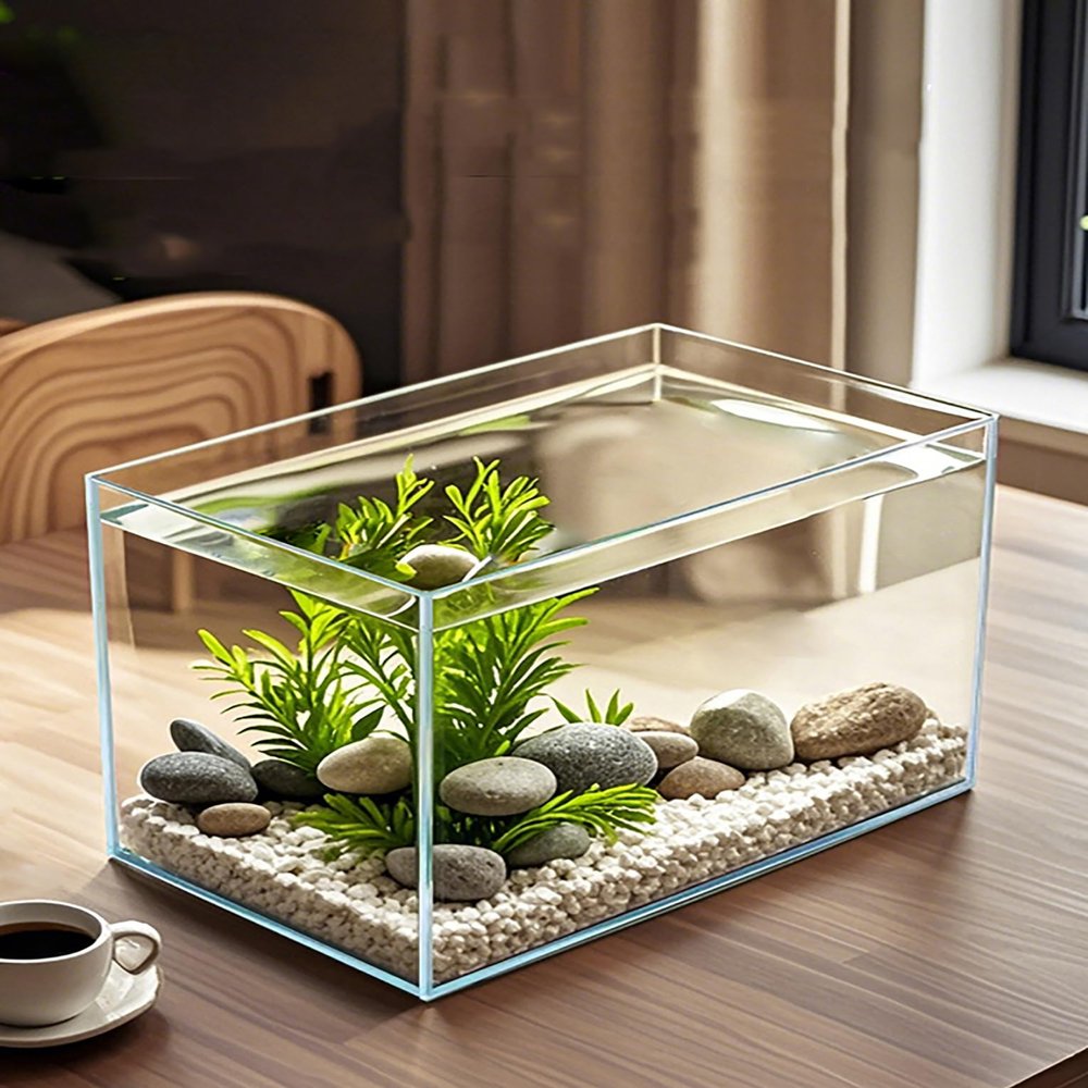 Small Fish Tank Glass Aquarium Transparent Glass Home Desktop Dedicated (Thickness: 4 Mm)(25x16x18cm)