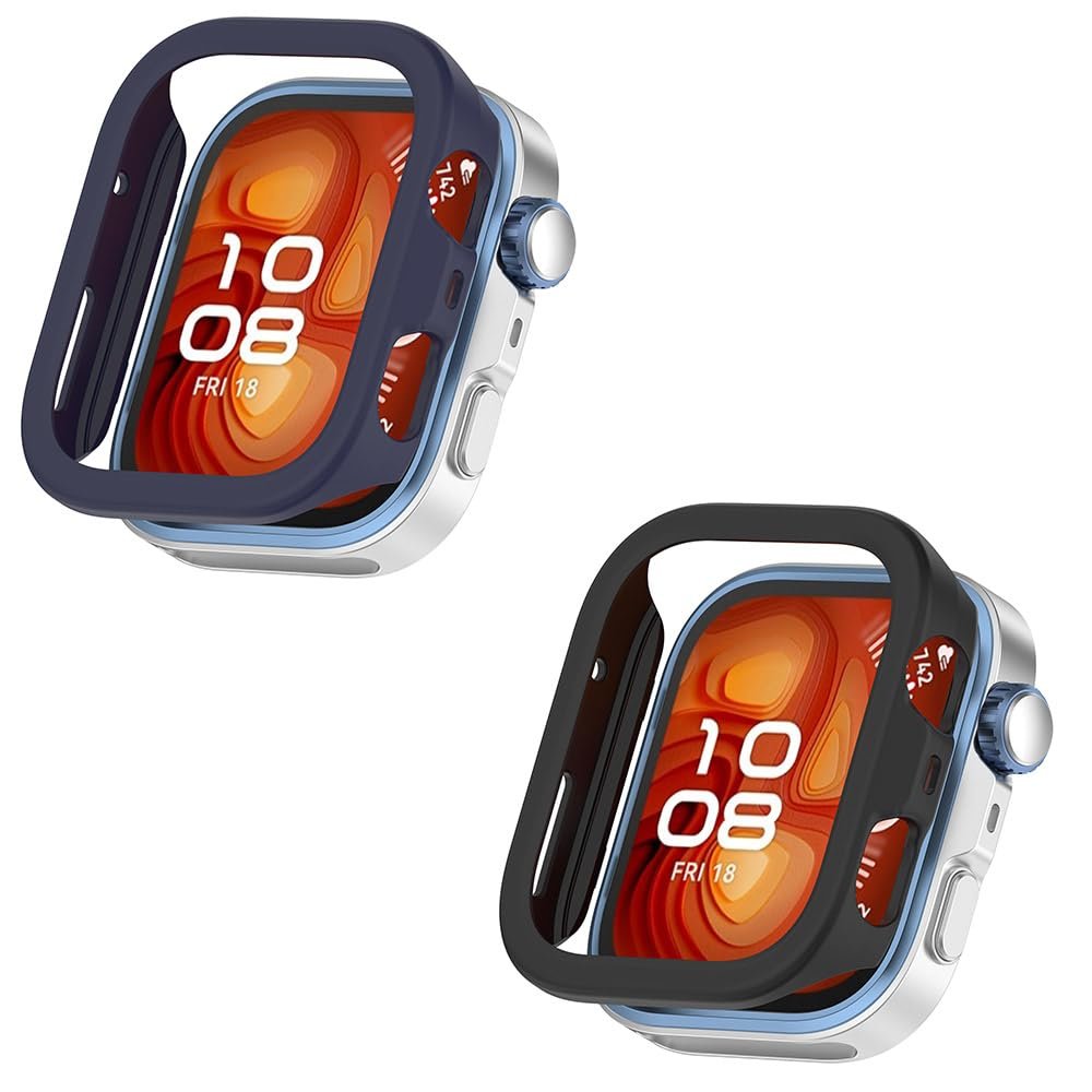 2 Pack Case Compatible with Huawei Watch Fit 4, Hard Bumper Case, Shockproof Protective Cover, without Screen Protector (Dark Blue/Black)