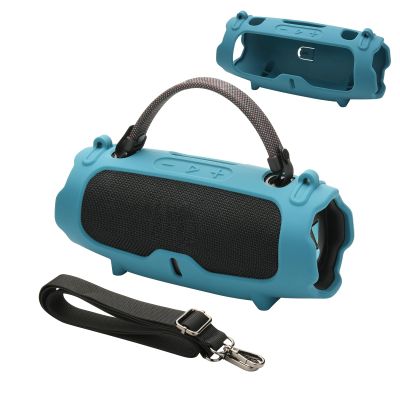 TXEsign Silicone Case Cover for JBL Charge 6- Portable Speaker, Travel Carrying Protective Cover with Adjustable Shoulder Strap Anti-Dust Charging Port Cover for Charge 6 (Blue)