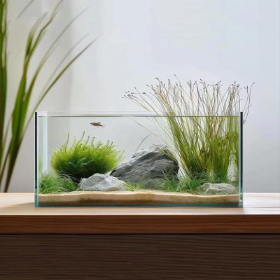 5mm Thickness Fish Tank, Rectangular Aquarium, Mini Fish Tank Desktop Decoration for Home Office Living Room(40x23x25cm)
