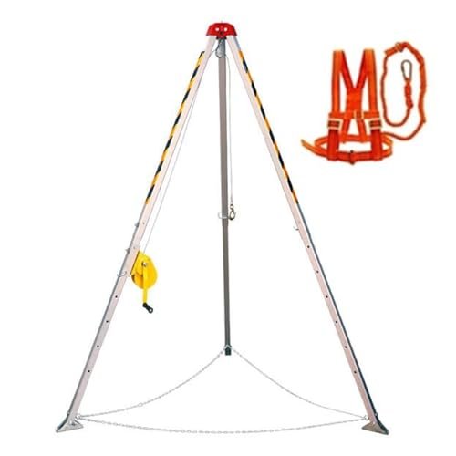 Heavy Duty Rescue Tripod for Confined Space, Adjustable Aluminum Fire Fighting Stand with Safety Belt, Lifting Equipment for Limited Space Rescue Operations