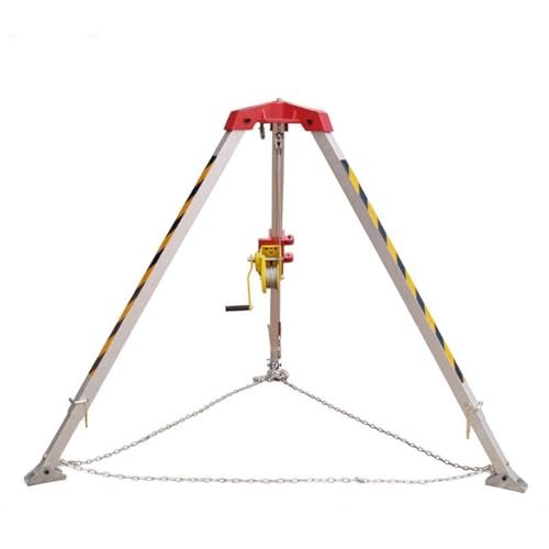 Heavy Duty Fire Rescue Tripod for Confined Spaces, Adjustable Aluminum Legs, 65' 82' 98' Winch & Safety Belt, Ideal for Narrow Space Emergency Response Kit