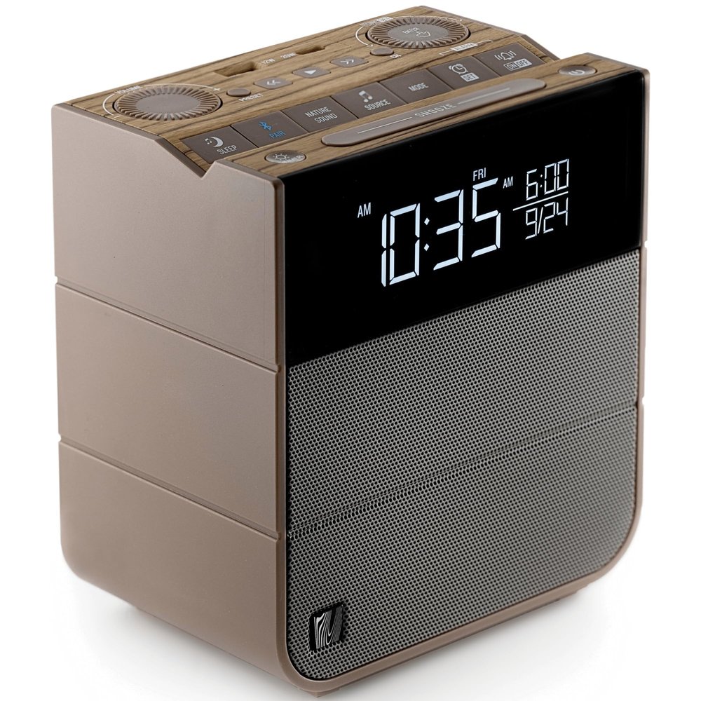 Soundfreaq Sound Rise II, SFQ-16 (Hotel Edition): Bedside Alarm Clock Radio & Bluetooth Speaker, with Large Display Screen, FM Radio, Fast USB Charging, and Nature Sound
