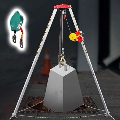 Heavy Duty Rescue Tripod for Fire Fighting & Confined Space, Aluminium Emergency Tripod Kit with Winch, Safety Belt & Fall Arrest Gear, Ideal for Fall Protection & Rescue Operations