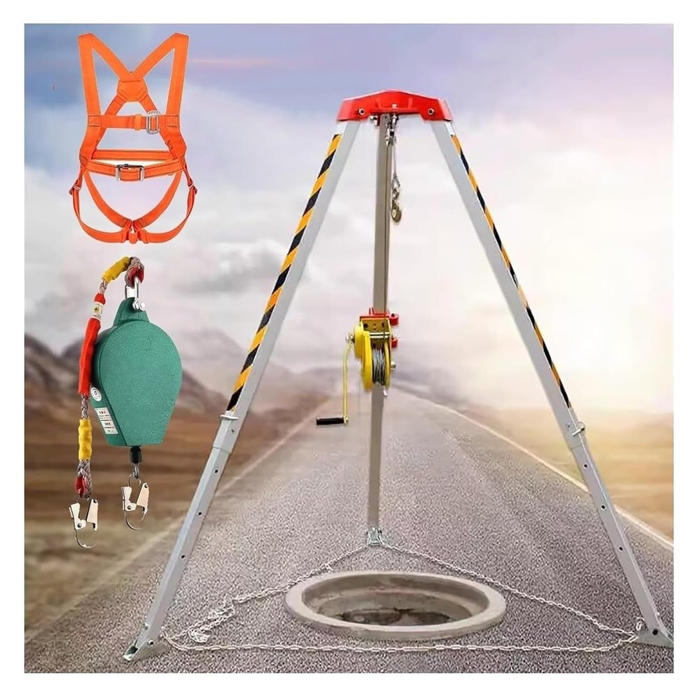 Heavy Duty Rescue Tripod for Confined Spaces - 1200Lbs/1800Lbs/2600Lbs Hoist Lift System, 7Ft Adjustable Legs, Ideal for Construction and Emergency Firefighting Operations