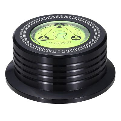 MECCANIXITY 50Hz Record Weight Stabilizer,3"x1.3" 265g Aluminum Vinyl Clamp with Bubble Leveling Weight Turntable Disc Stabilizer Vibration Damper for LP Players,Black