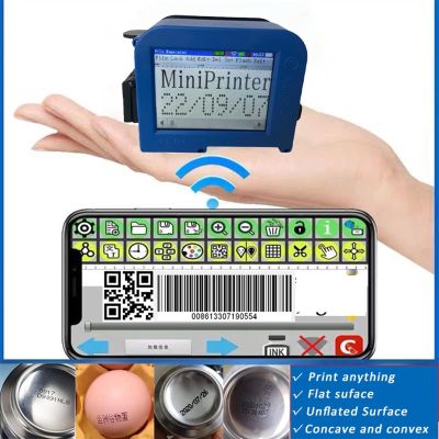 KUYBTU Handheld Inkjet Printer, 12.7Mm WiFi Screen Printer Logo Qr Code Serial Number Portable Printer Hand Jet Handheld Thermal Inkjet Tij Printer,for Date Barcode Batch Number