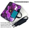 14 Inch Laptop Shoulder Bag For Men Women,Waterproof Briefcase Messenger Bag Purple Flower Laptop Sleeve Bag W/Strap Handle view 3