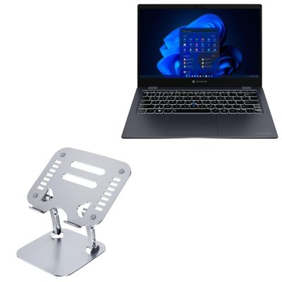 BoxWave Stand and Mount Compatible with Dynabook Portege X30L-M (with Touchscreen) - Executive VersaView Laptop Stand, Ergonomic Adjustable Viewing Angle Metallic Riser - Metallic Silver