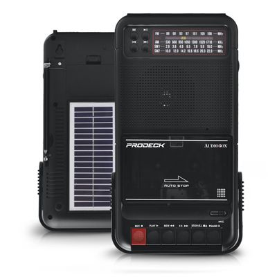 Audiobox RXC-100 Solar Cassette Player with Bluetooth, Recorder, USB/TF Playback, and Rechargeable Batteries