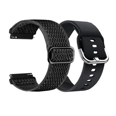 Compatible for CMF by Nothing Watch 3 pro Smart Watch Bands, 2-Pack Soft Silicone + Stretch Nylon Adjustable Straps for CMF Watch Pro/Pro 2 /Pro 3 Smartwatch Quick Release Replacement Wristbands